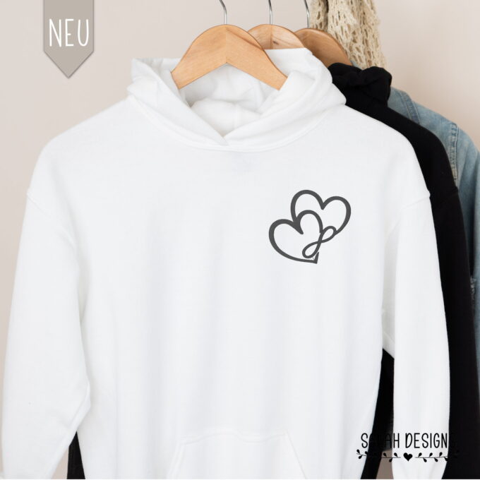 Stickdatei Herzen mit unendlichkeit in 13 groessen gespeichert im Füllstich Embroidery Design 2 Hearts Hoodie